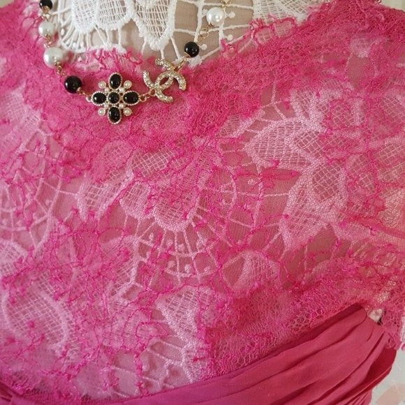 *$4000 NEW MONIQUE LHUILLIER STUNNING SILK LACE CHIFFON GOWN DRESS RUNWAY US 10 - Picture 6 of 12